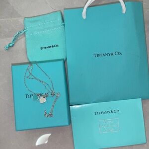 Tiffany & Co. Silver Necklace with Teal Heart Pendant